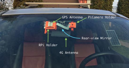 图 4：Pi Camera 支撑结构和 RPi 底座的正视图